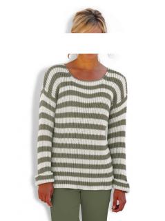 Streifen-Pullover oliv-creme