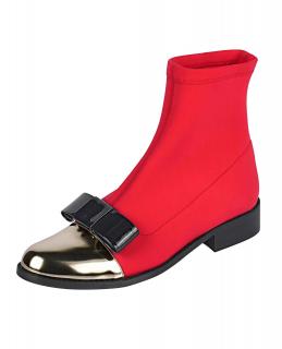 Stretch-Stiefelette rot-goldfarben