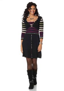 Strick-Jersey-Kleid schwarz-bunt