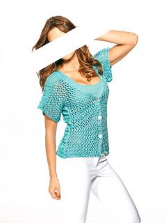 Strickjacke + Top aqua