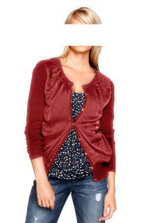 Strickjacke mit Chiffon rot