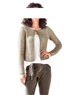 Strickjacke mit Pailletten khaki-sand Gr. 40