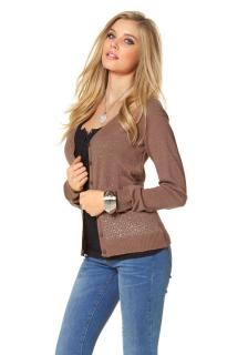 Strickjacke mit Strass coffee