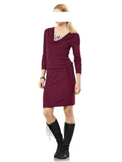 Strickkleid mit Spitze bordeaux