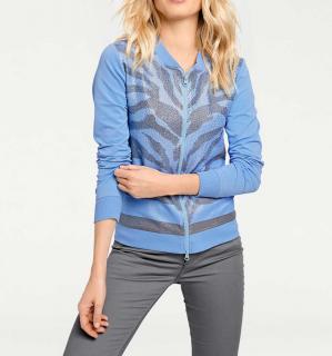 Sweatjacke mit Strasssteinen jeansblau