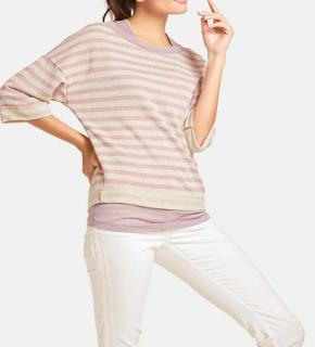 Sweatshirt + Top rosa-beige