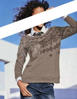 Sweatshirt mit Glitzerdruck taupe