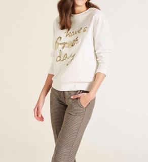 Sweatshirt mit Pailletten ecru