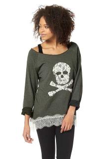 Sweatshirt mit Spitze oliv