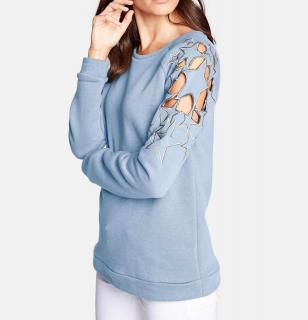 Sweatshirt mit Stickerei blau