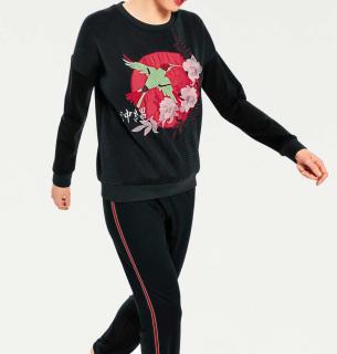 Sweatshirt mit Stickerei schwarz