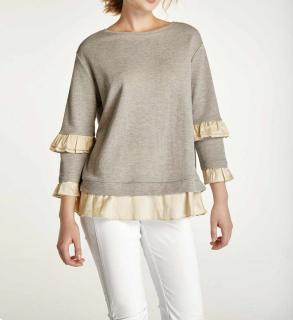 Sweatshirt mit Volants beige-goldfarben