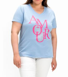 T-Shirt mit Neon-Frontprint hellblau