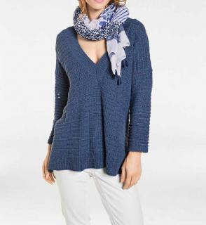 V-Pullover jeansblau