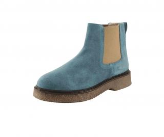 Veloursleder-Chelsea-Boots petrol