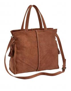 Veloursleder-Handtasche cognac