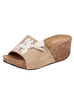 Veloursleder-Pantolette beige