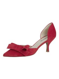 Veloursleder-Pumps mit Schleife rot