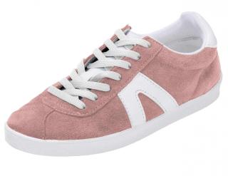 Veloursleder-Sneaker rosé-weiß