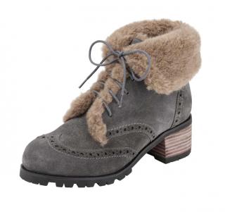 Veloursleder-Stiefelette grau