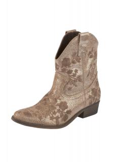 Veloursleder-Stiefelette mit Stickerei taupe-metallic