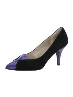 Velourslederpumps schwarz-lila