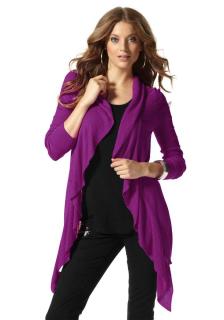 Volant-Strickjacke fuchsia