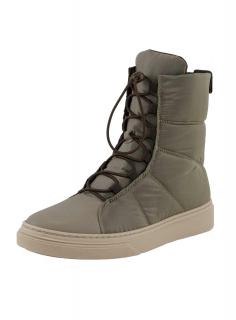 Wattierte-Stiefelette mit Rindnappatleder taupe