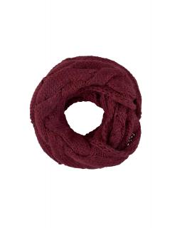 Woll-Loop-Schal mit Zopfstrickmuster bordeaux