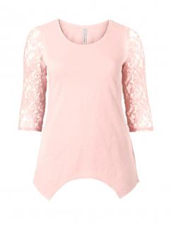 Zipfelshirt mit Spitze rosa