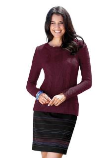 Zopfmuster-Pullover bordeaux