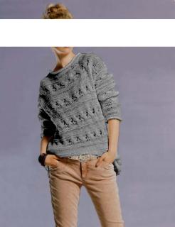 Zopfmuster-Pullover grau