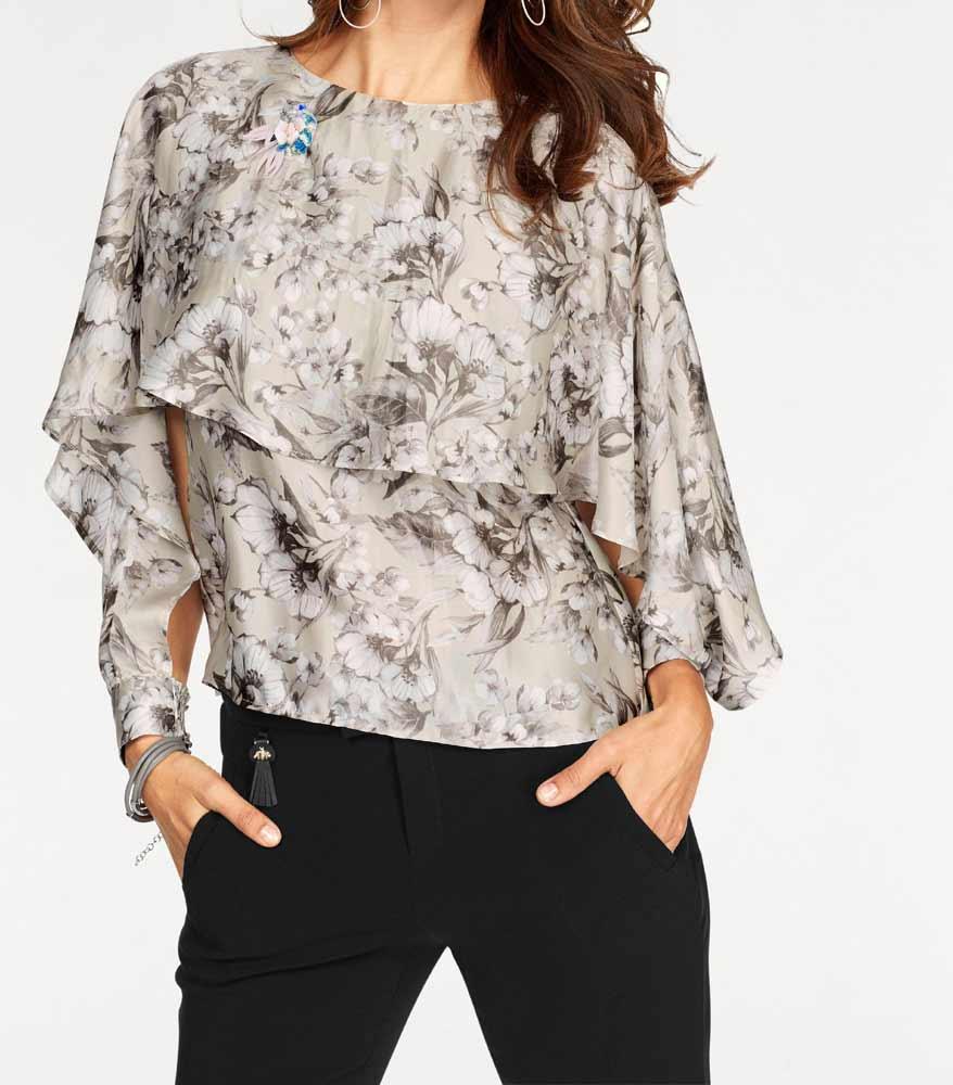 Marken Seidenbluse Taupe Blusen Tuniken Outlet Mode Shop