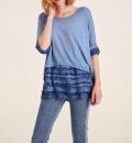 2-in-1-Feinstrickshirt blau