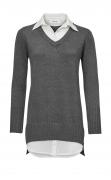 2-in-1-Pullover grau-melange