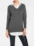 2-in-1-Pullover grau-melange