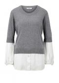 2-in-1-Pullover mit Kaschmir grau-ecru