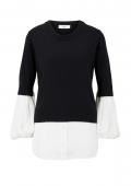 2-in-1-Pullover mit Kaschmir schwarz-offwhite