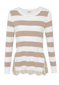 2-in-1-Pullover mit Spitze beige-offwhite