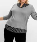 2-in-1-Pullover mit Webeinsatz grau