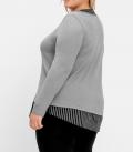 2-in-1-Pullover mit Webeinsatz grau