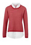 2-in-1-Pullover rot-weiß