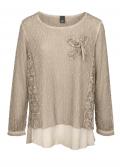 2-in-1-Shirt mit Spitze taupe