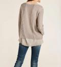 2-in-1-Shirt mit Spitze taupe