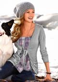 2-in-1-Strickjacke grau-bunt