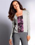 2-in-1- Strickjacke hellgrau-bunt