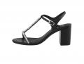 Abend-Leder-Sandalette mit Strass schwarz