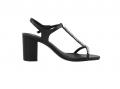 Abend-Leder-Sandalette mit Strass schwarz