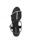 Abend-Leder-Sandalette mit Strass schwarz