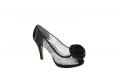 Abend-Peeptoe-Pumps schwarz-silber